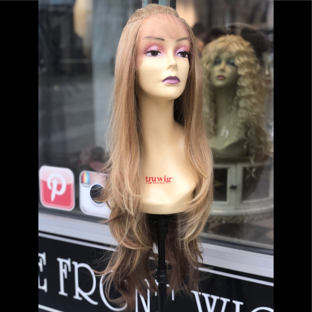 Blonde mix Ponytail Wig Lacefront realistic Look - Picture 6 of 9